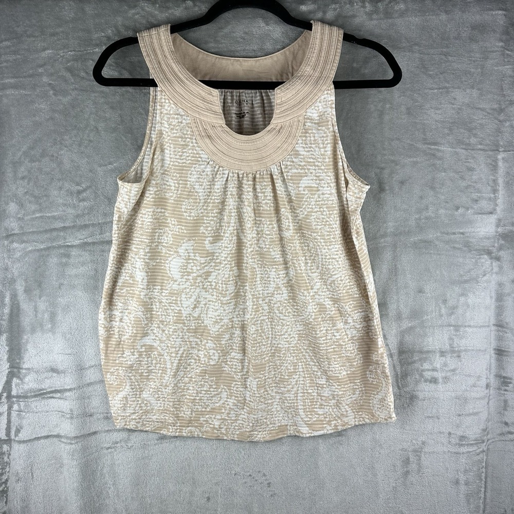 Sonoma Top Women's M Tan & Off White Paisley Print